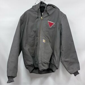 Carhartt LT Hooded Jacket grey J140 GVL rugged workwear quilted duck canvas